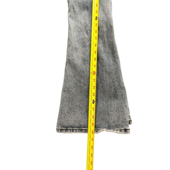 Papaya Flared Jeans Mid Rise Distressed Denim Stretch Medium Wash Blue Size 3 - Picture 5 of 10